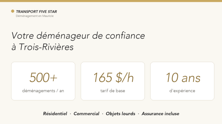 Déménageur à Trois-Rivières : votre service pro en Mauricie