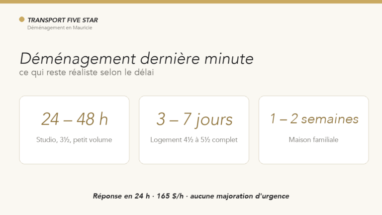Déménagement de dernière minute à Trois-Rivières
