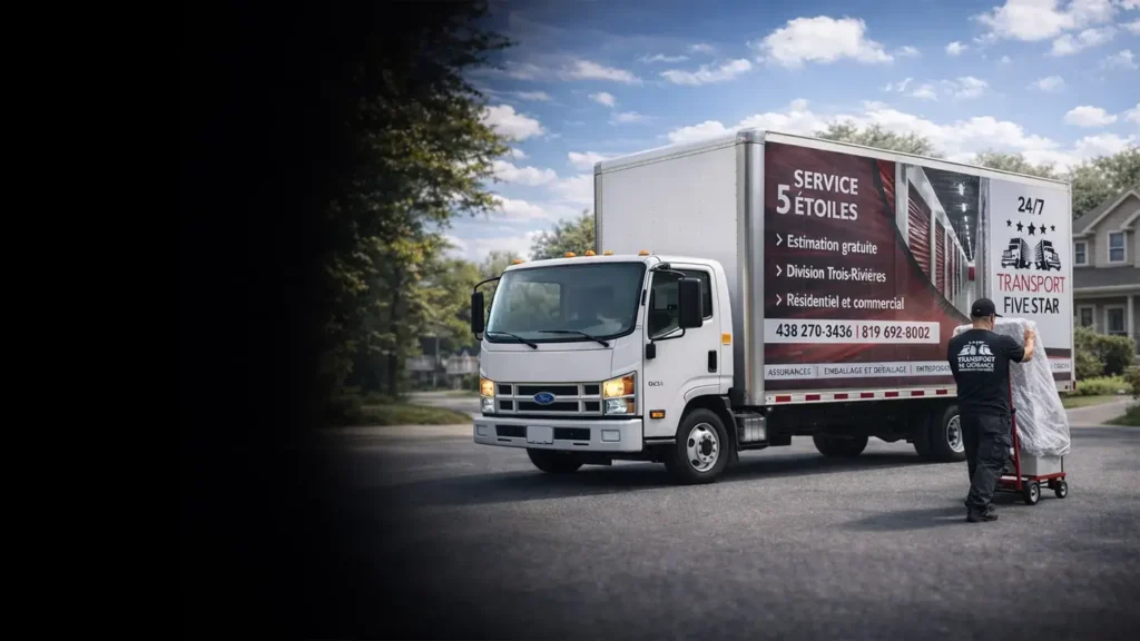 Camion Transport Five Star prêt pour un déménagement de dernière minute en Mauricie