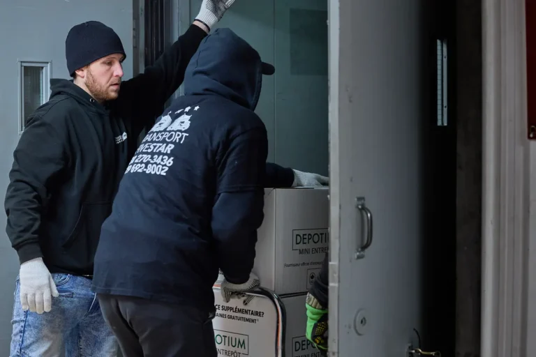 Déménageurs qui chargent des boîtes